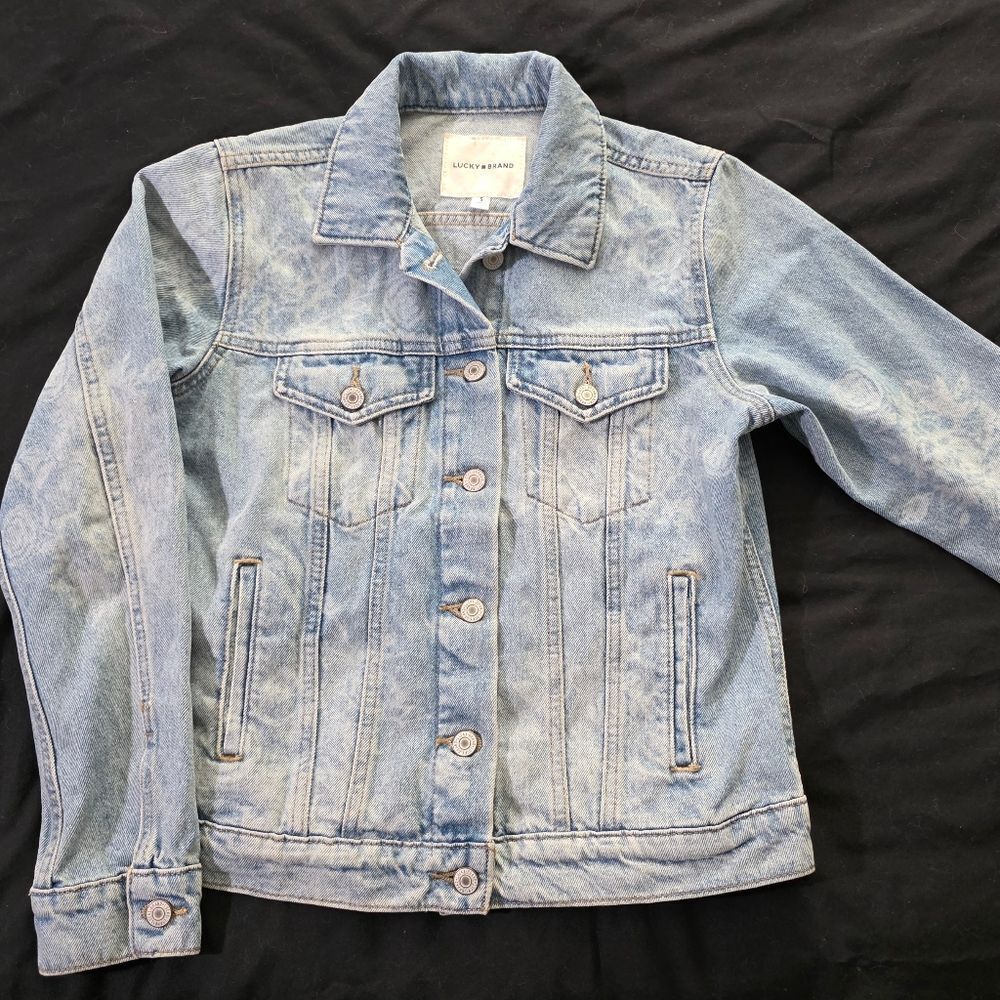 Lucky Brand Floral Print Denim Jacket Womens Small